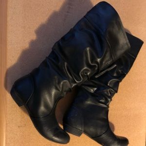 Black leather boots